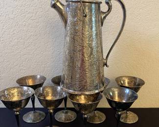 Gorgeous 1920s martini set, silver plate