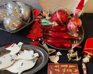Porcelain ornaments, lots of great Vintage Christmas items