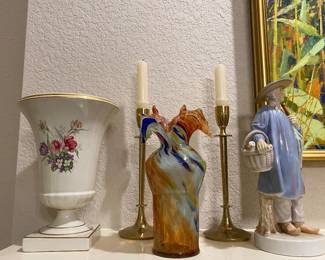 Dutch porcelain figurine, baldwin candlesticks