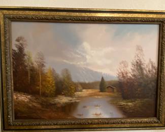 Large original oil on canvas mountain scene