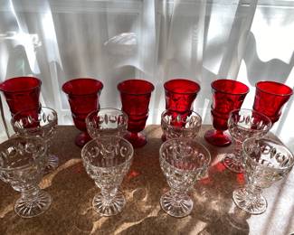 For story of ruby glass and clear glass goblets