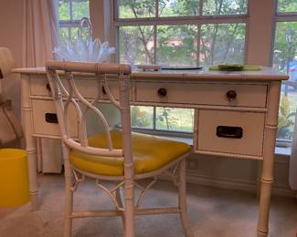 Mid-century laminate, top bamboo theme, writing desk and chair