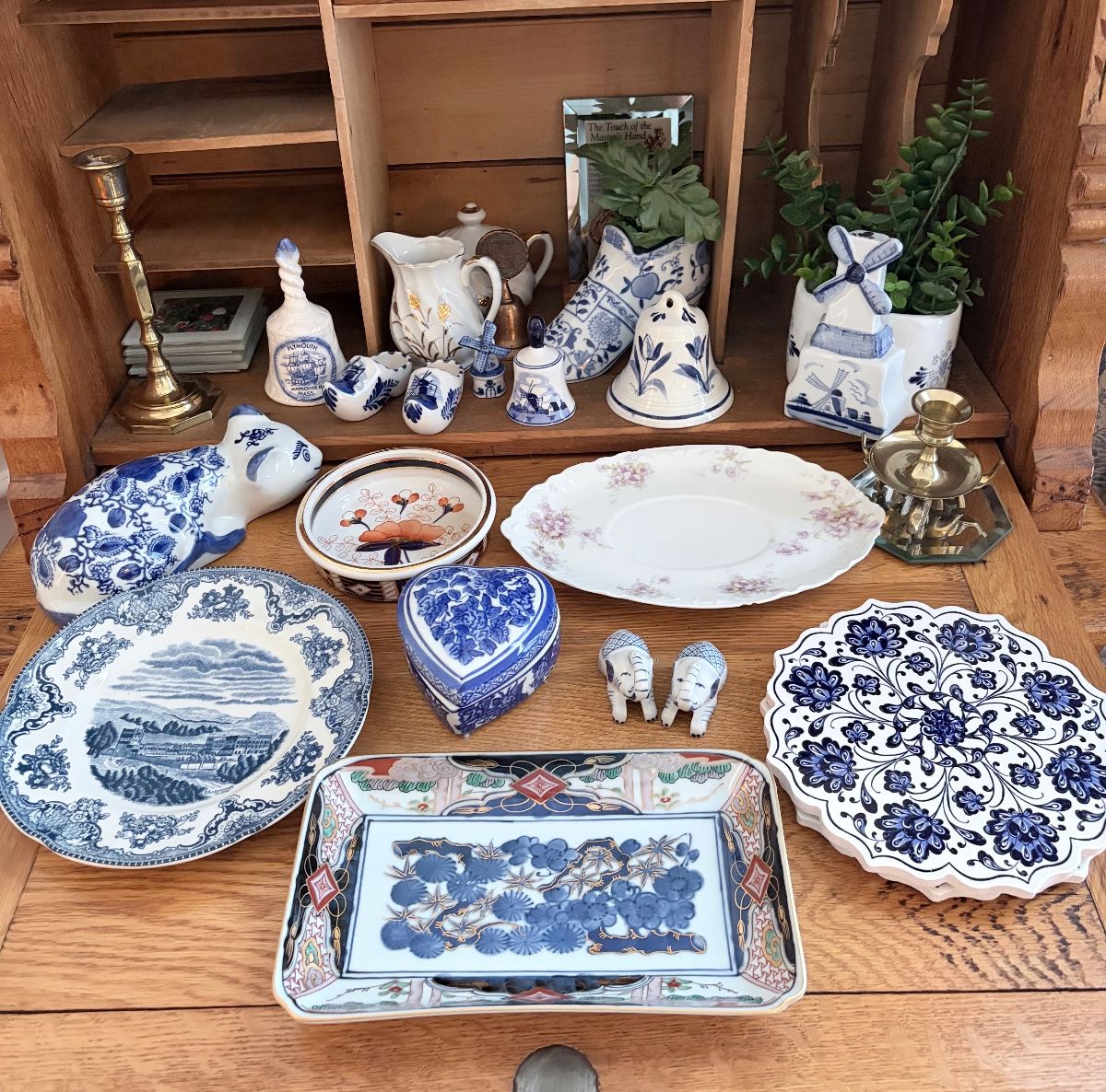 Lot of blue and white - includes Delft, Johnson Bros, Baum Brown, Lefton, etc