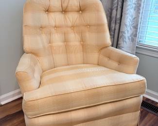 Swivel yellow plaid chair