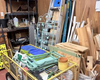 Ladders and butcher block and wood and garden supplies!