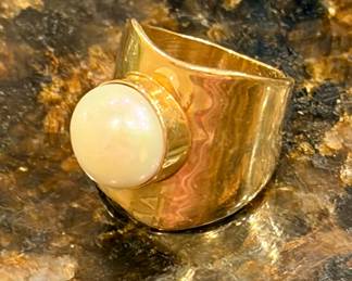 Huge 14k gold and pearl cigar band