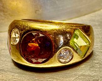 Custom multi stone and in heavy 18k