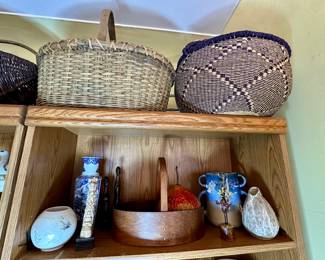 Shelves filled with decor from Africa, Thailand, Mexico & Native American pieces.