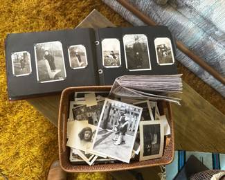 Old black and white photos loose and in album form.