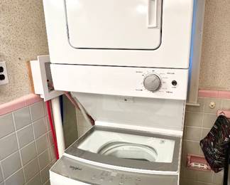 Like new Whirlpool stackable electric dryer and washer, currently at Home Depot and Lowes.