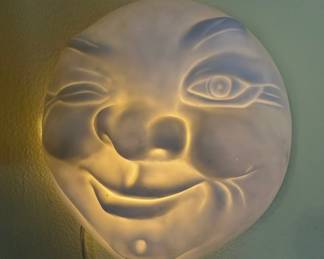 1980's Sarsaparilla Deco "Man in the Moon" wall lamp.