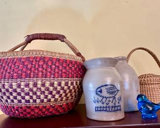 African and Native American baskets and crocks.