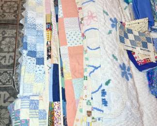 VIntage quilts and chenille bedspreads.