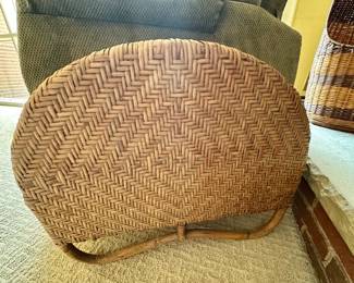 Art Deco bamboo and rattan magazine holder.