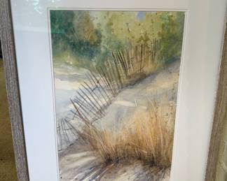Original watercolor depicting the sand dunes in Holland Michigan by Michigan Artis Sandra L. Strohschein