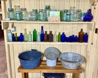 Antique bottle and jar collection.