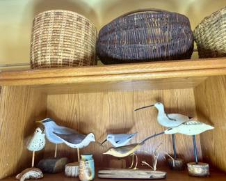 Wood shore birds, some signed.