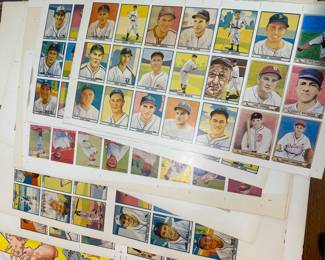 Reprint baseball card uncut sheets.