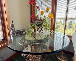 Natural wood base side table