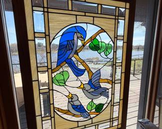 Very nice Blue jay stain glass