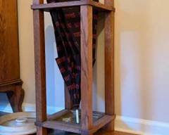 Mission Oak umbrella stand with copper tray