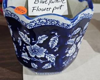 BLUE AND WHITE FLOWER POT