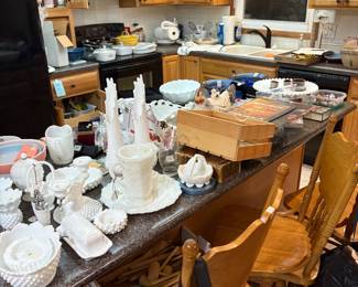 Swung vases milk glass fenton