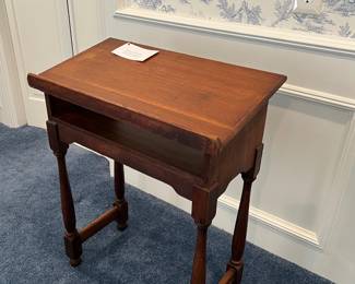 Vintage 1920's walnut dictionary stand with shelf below.  Commonly used for displaying a large book, dictionary or music.