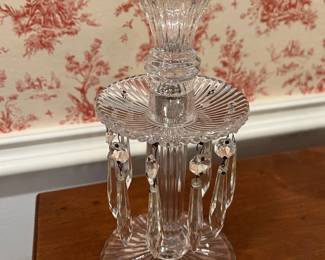 Early 20th century Heisey Ridgeleigh single-light candelabra with crystal glass dangles/prisms.