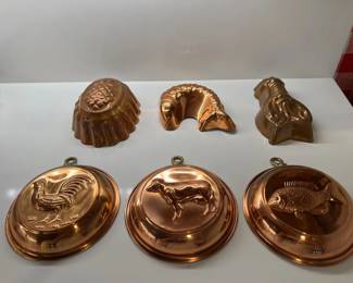 Vintage copper jello molds
