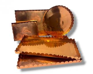 46 CopperTonePatisserieTrays1800sStylewScallopedEdge