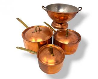 63 PaulRevere1976CopperPotsColanderSet