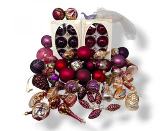 119 AllHandBlownGlassChristmasOrnamentsMixedDesignsPurpleTones