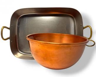 66 VintageCopperMixingBowlRectangularTurkeyRoastingPanLarge