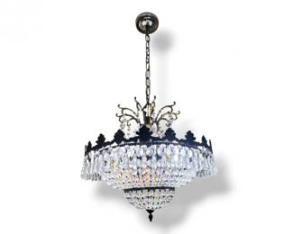 42 VintageHangingChandelierwTieredPlasticCrystalDrops