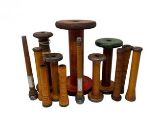 97 AntiqueWoodenTextileSpoolsBobbinsAssortedStyleSizes