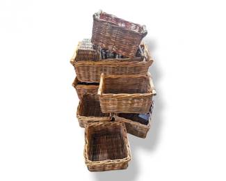 106 LargeMixofWickerStorageBasketsSquareRectangular10pcs