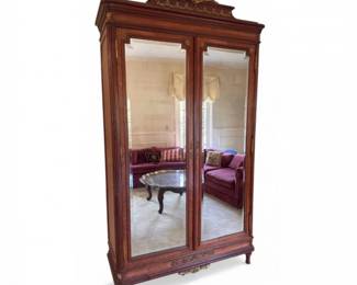 1 OversizedAntiqueArmoirewMirrorsCarvedWoodGiltTrim