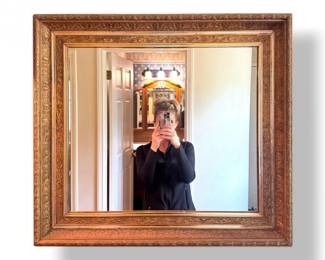 110 HeavyBuildOrnateGoldCarvedWoodFramedMirror
