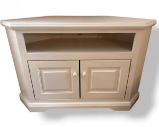 107 CornerMediaCabinetwStorage2DoorTVStandCreamFinish