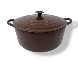 53 VintageLeCreusetEDutchOvenBrownEnamelCastIronFrance