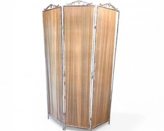 24 FrenchCountryFoldingRoomDivider3PanelFabricMetalFrame