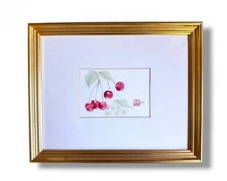34 FramedOriginalCherryArtworkbyVickyLeewRedSeal