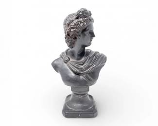 18 SmallPlasterBustApolloStyleFigureBlackPaintedMatteFinish