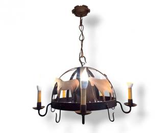 68 RusticIronChandelierFarmhouseAnimalMotifwHooks