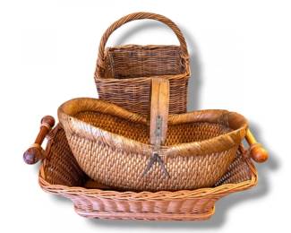 134 OversizedVintageStyleWickerBasketsRectangularOblongTall