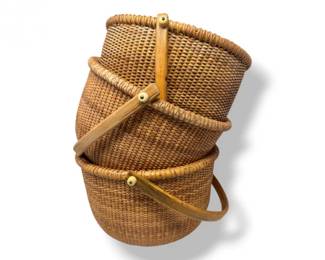 50 NantucketStyleWovenBasketswFullyLinedFabricInterior