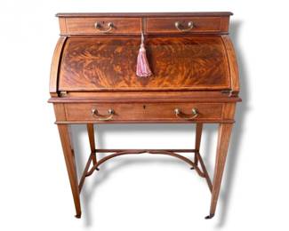 47 AntiqueSlantFrontSecretaryDeskDovetailDrawersMetalFootCap