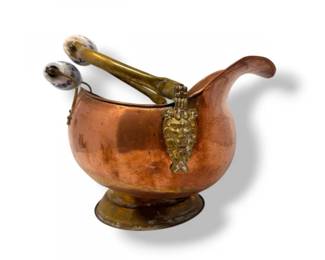 91 AntiqueCopperHelmetCoalScuttlewCeramicHandle