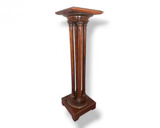 8 TallAntiqueWoodPedestalColumnwStoneTop